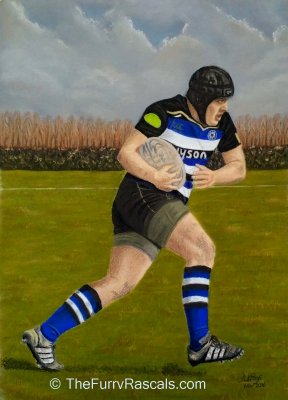 The Rugby Player Portrait in soft pastels - The Furry Rascals Cyprus